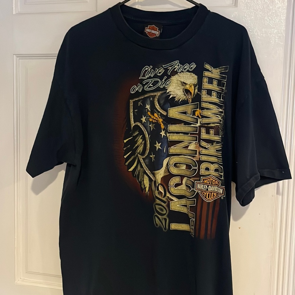 navy harley davidson laconia shirt